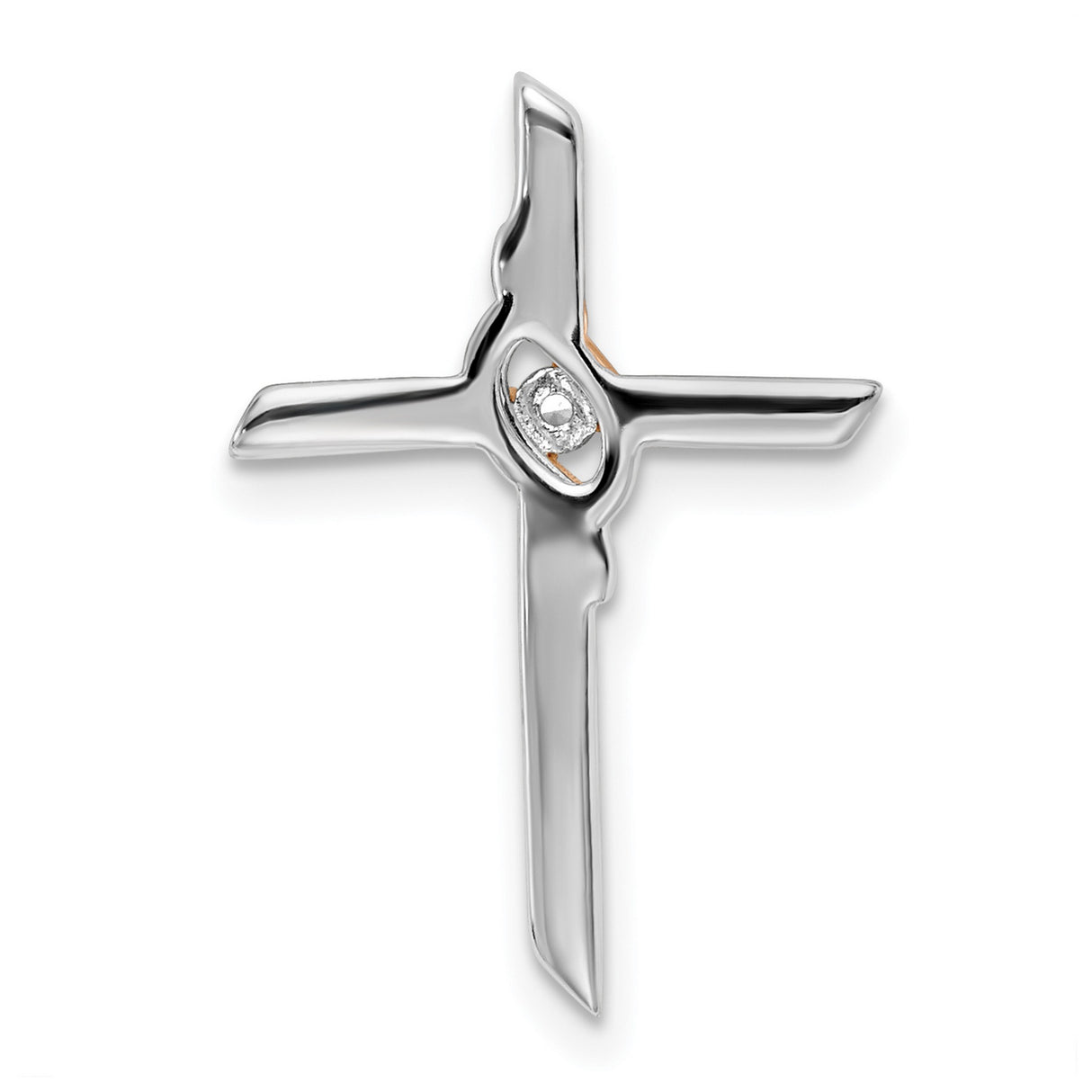 10k Two-Tone Gold Cross Pendant with Beveled Edge and Rose Overlay Religious Design