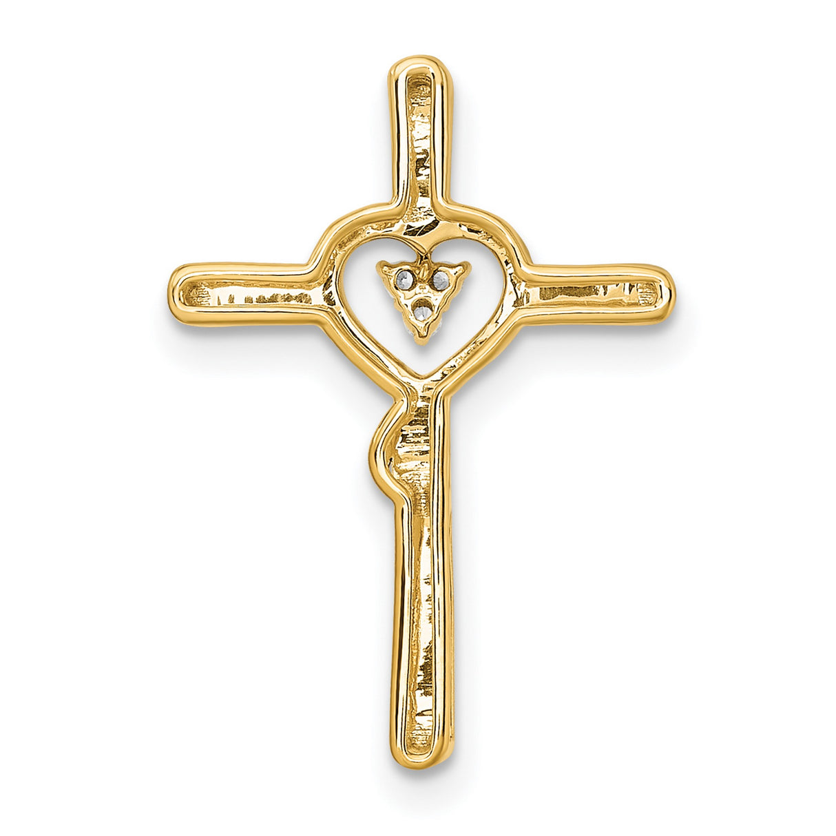14k Yellow Gold Cross Pendant with Diamond Accent, Classic Christian Religious Jewelry