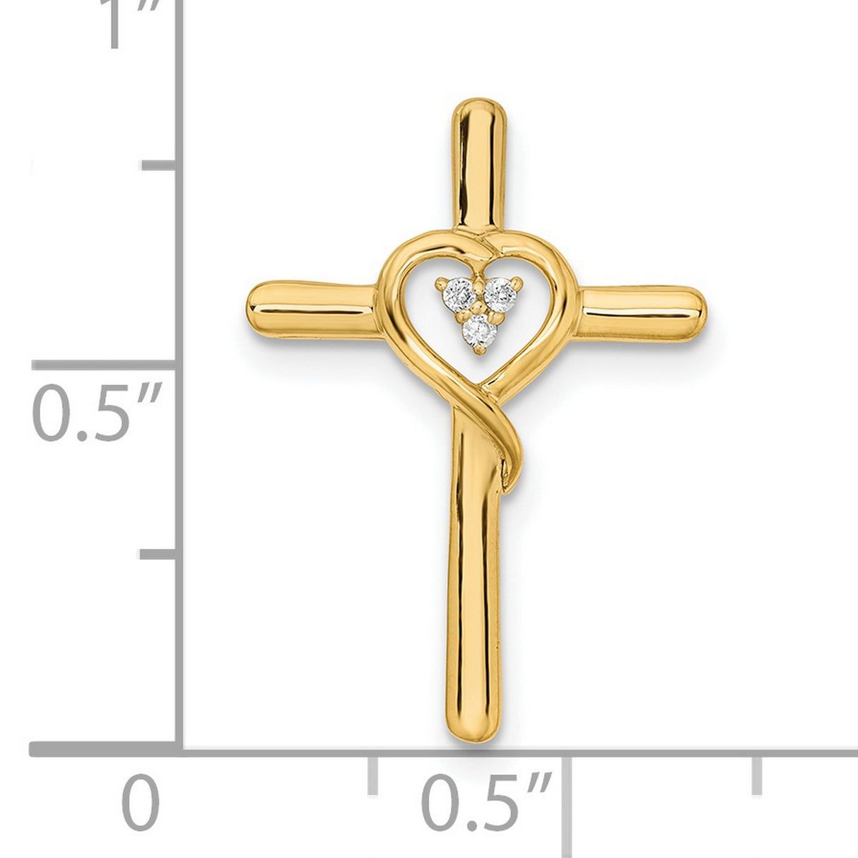 14k Yellow Gold Cross Pendant with Diamond Accent, Classic Christian Religious Jewelry