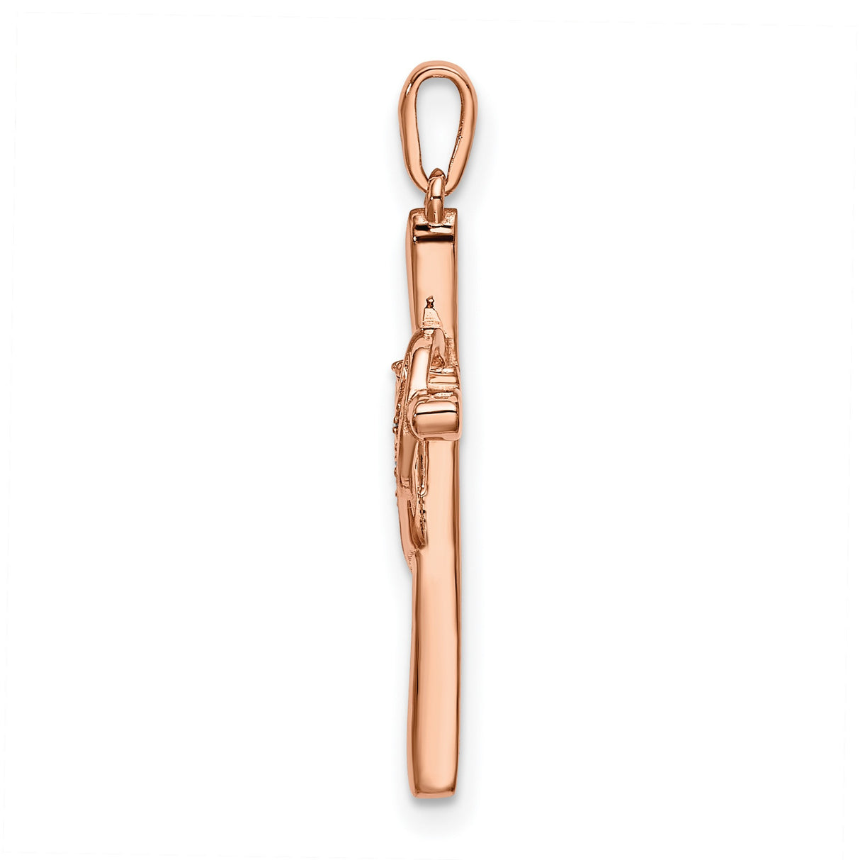 10k Rose Gold Cross Pendant with Diamond Accent, Modern Spiritual Jewelry for Men and Women