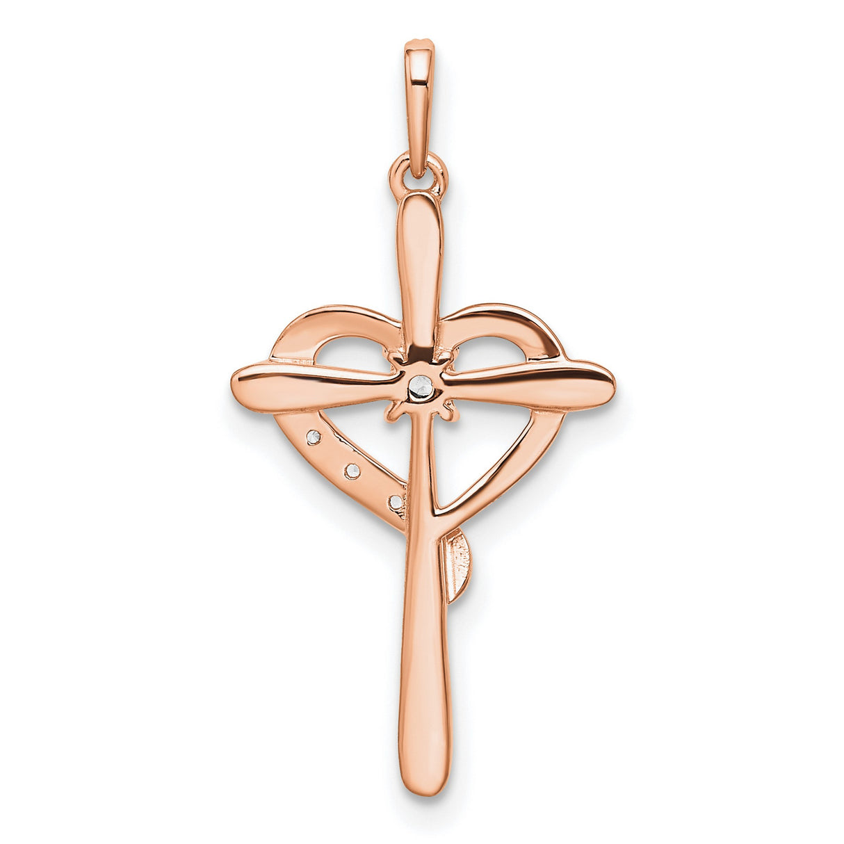 10k Rose Gold Cross Pendant with Diamond Accent, Modern Spiritual Jewelry for Men and Women