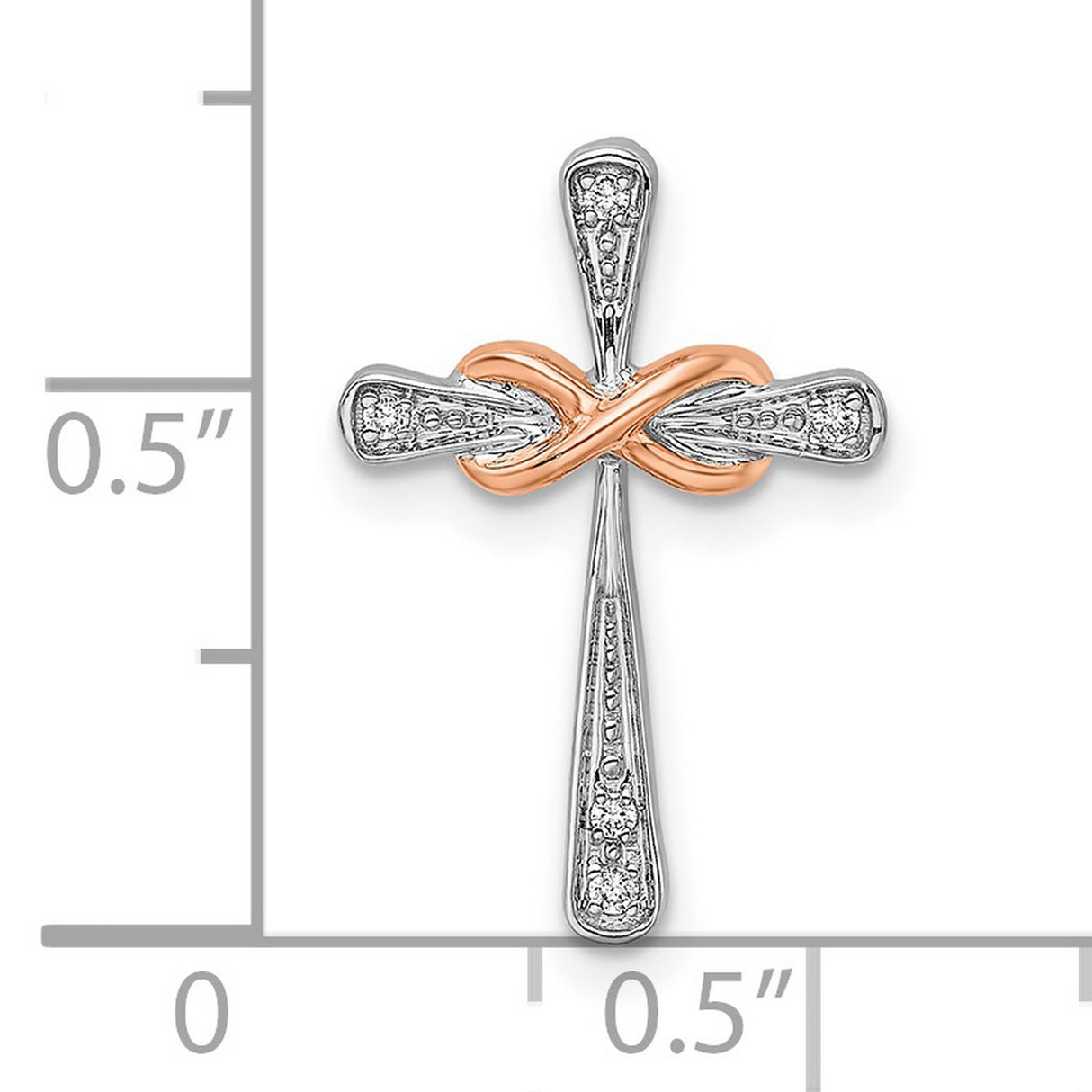 14k Two-Tone Gold Infinity Cross Pendant with Diamond Accent, Modern Spiritual Design