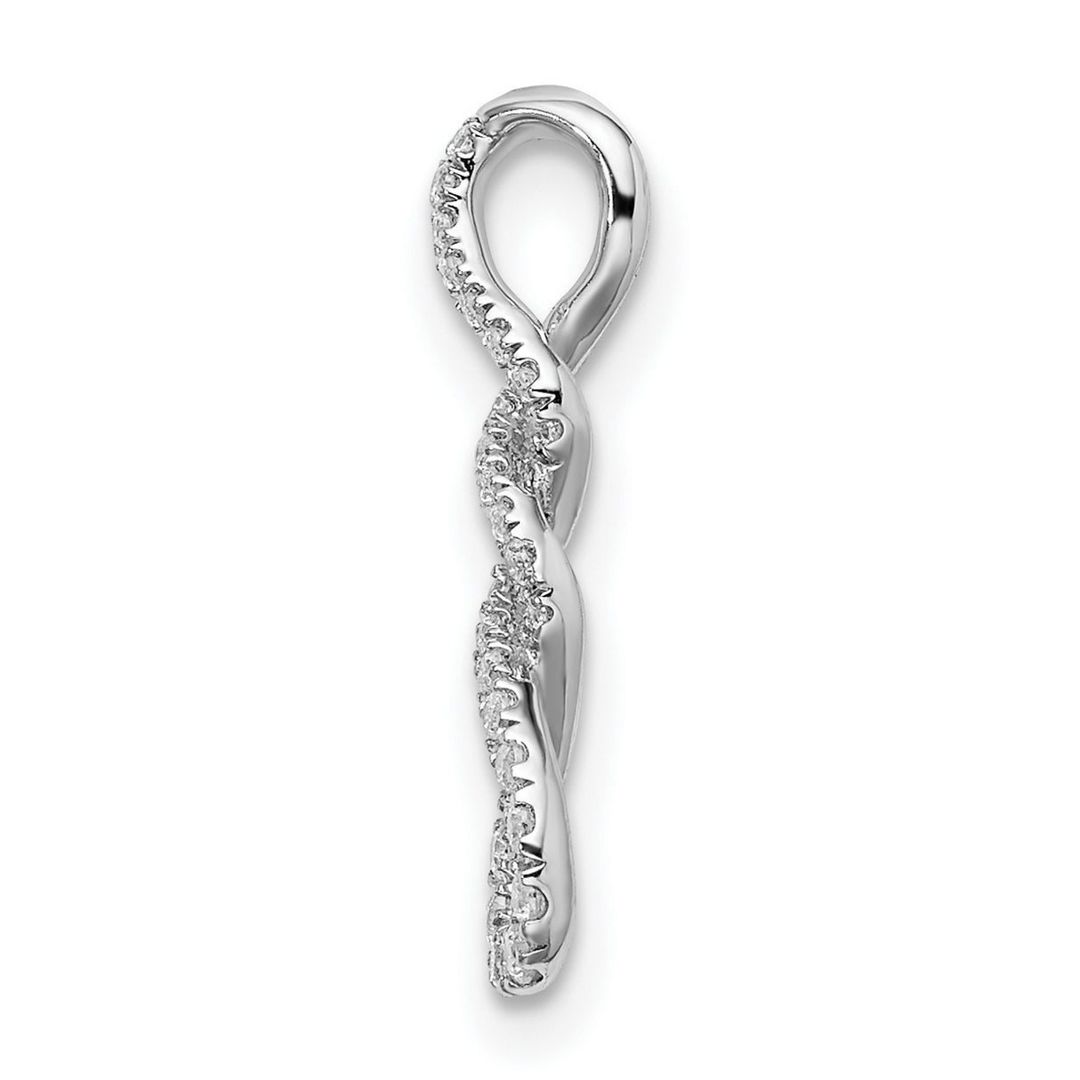 10k White Gold Infinity Pendant with Diamond Accent and Twisted Design