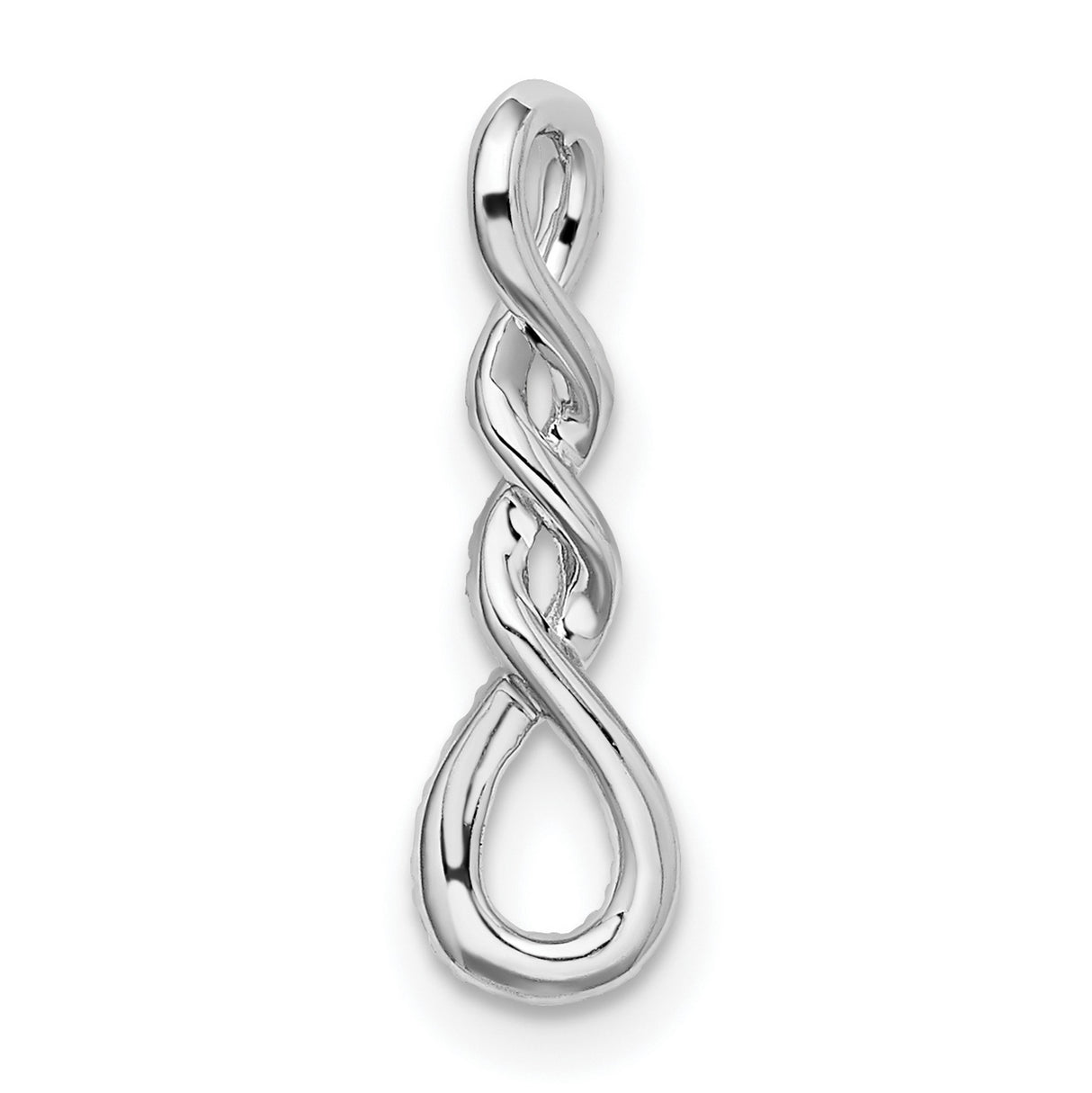 10k White Gold Infinity Pendant with Diamond Accent and Twisted Design