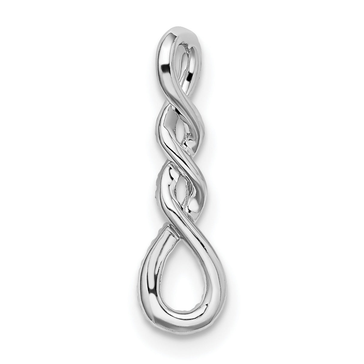 14k White Gold Pendant with Diamond, Infinity Twist Design, Interwoven Loops for Women
