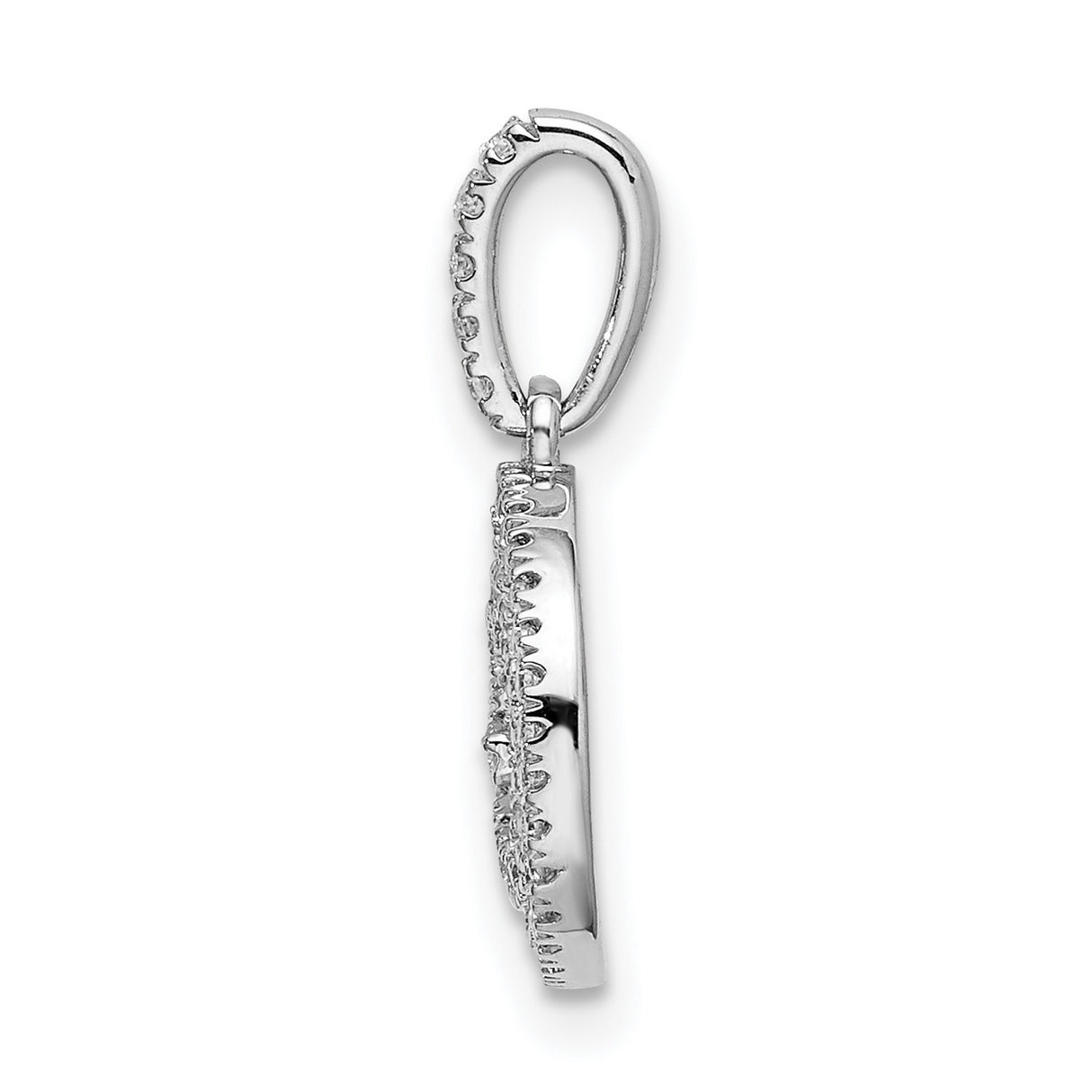 14k White Gold Diamond Spiral Pendant with Modern Swirl Design for Women