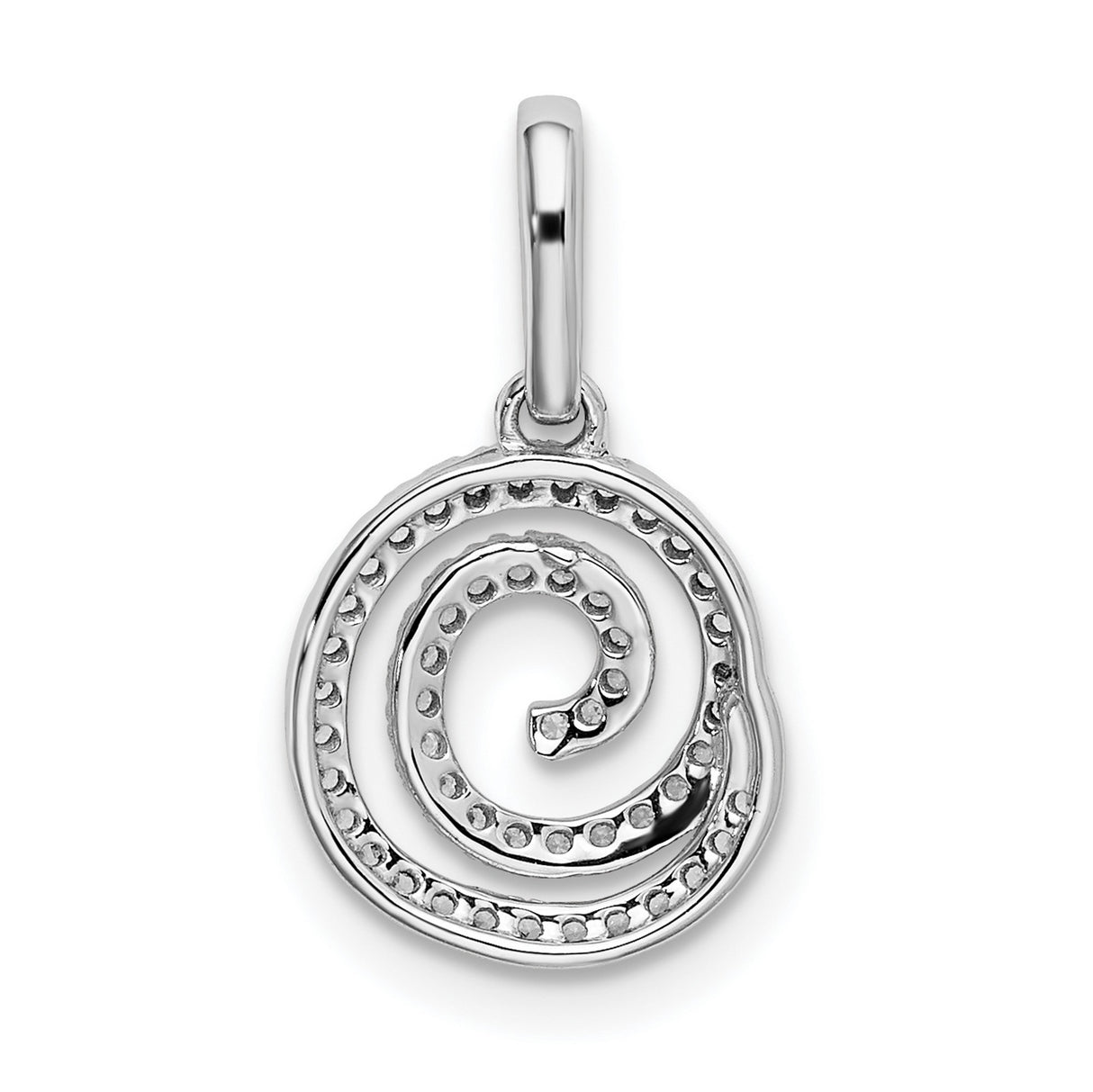14k White Gold Diamond Spiral Pendant with Modern Swirl Design for Women