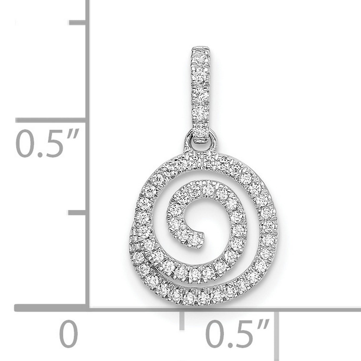 14k White Gold Diamond Spiral Pendant with Modern Swirl Design for Women