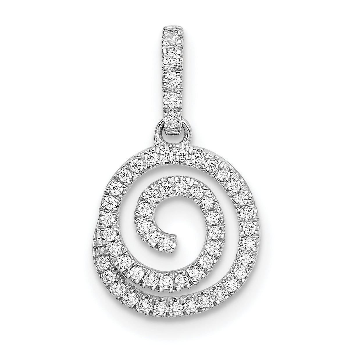 14k White Gold Diamond Spiral Pendant with Modern Swirl Design for Women