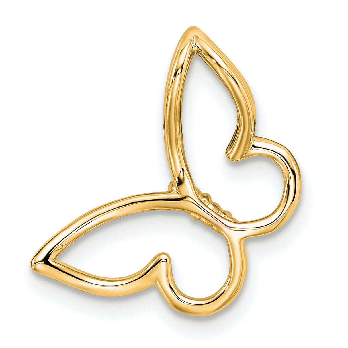 14k Yellow Gold Butterfly Pendant with Diamond Accent, Open Design Nature-Inspired Jewelry