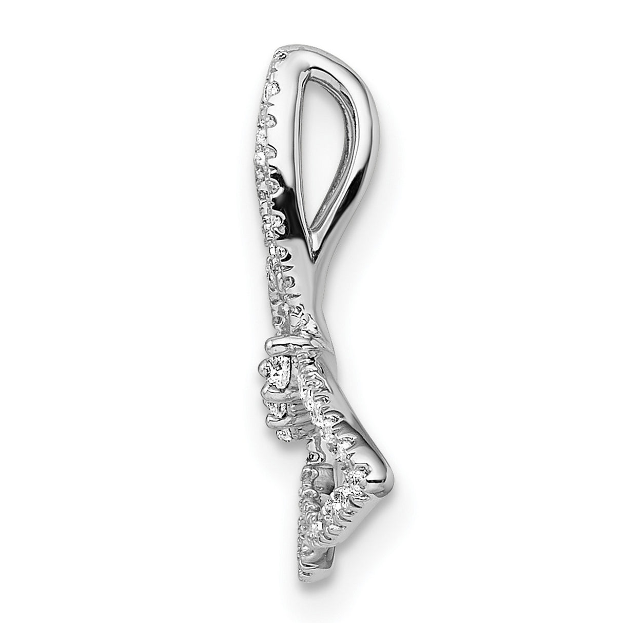 14k White Gold Butterfly Pendant with Diamond Accents, Open Wing Design for Women