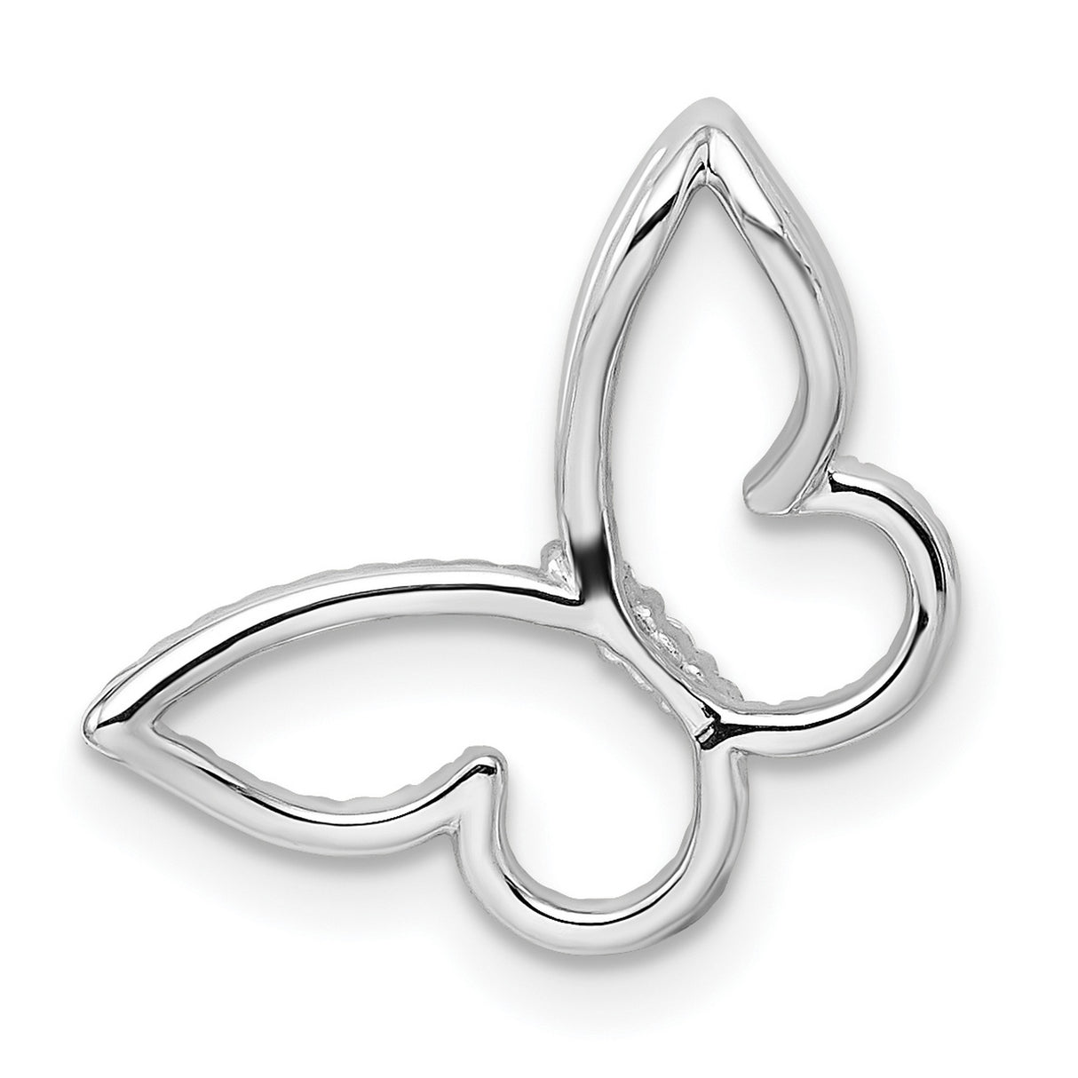 14k White Gold Butterfly Pendant with Diamond Accents, Open Wing Design for Women