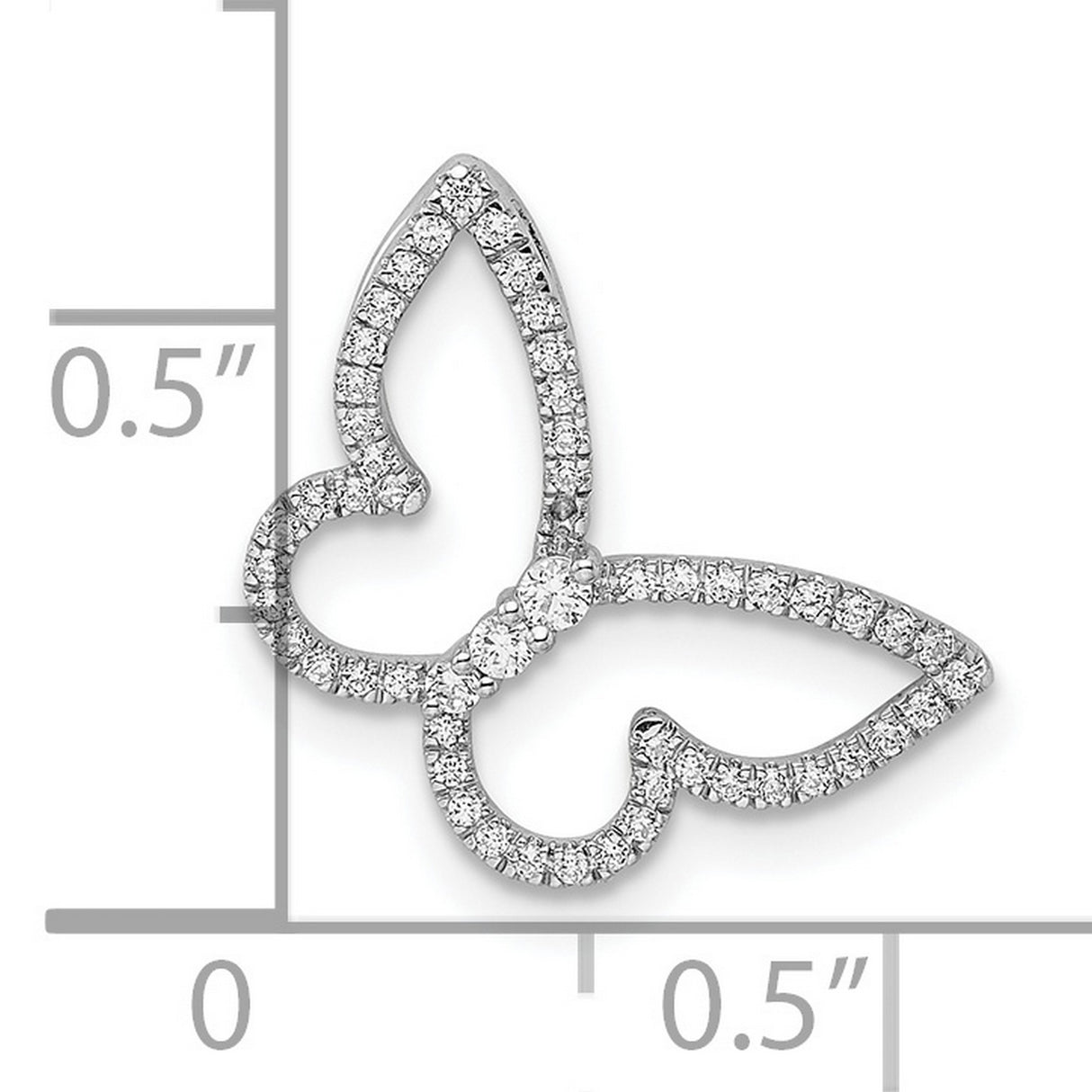 14k White Gold Butterfly Pendant with Diamond Accents, Open Wing Design for Women