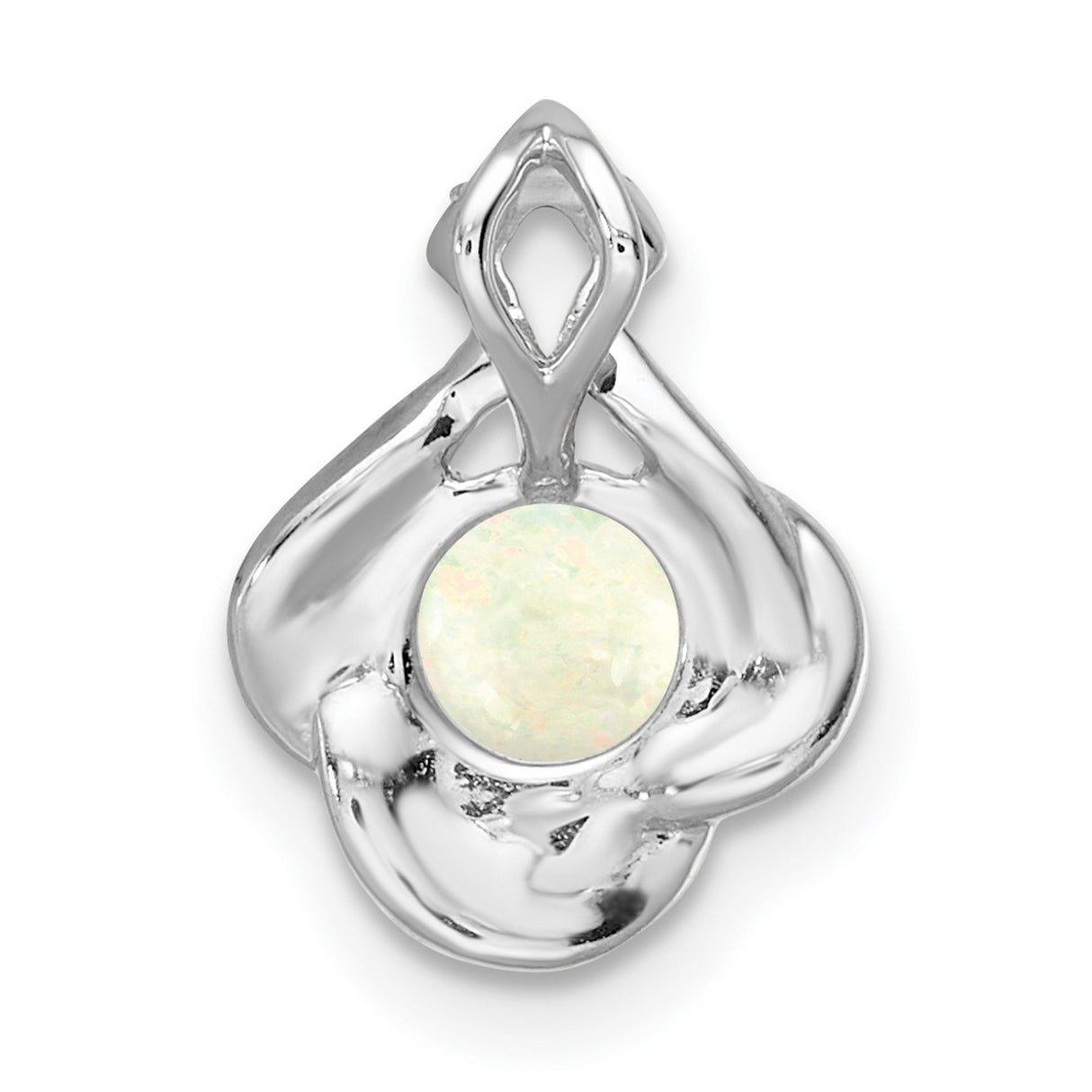 14k White Gold Pendant with Opal and Diamond, Teardrop Filigree Halo Design for Women