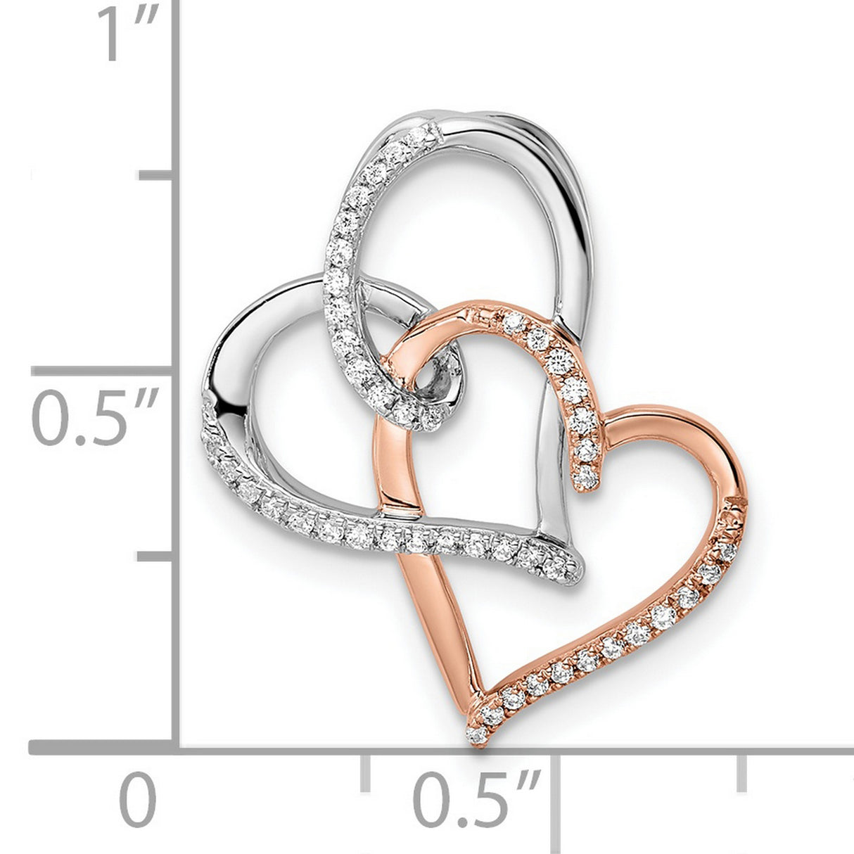 14k Two-Tone Gold Interlocking Heart Pendant with Diamonds, Romantic Jewelry for Women