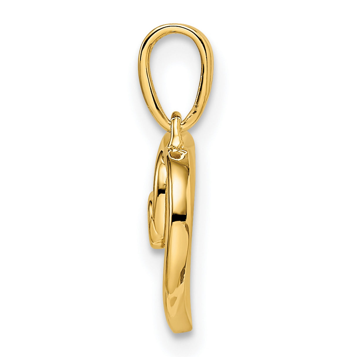 14k Yellow Gold Heart Pendant with Diamond Accent and Open Swirl Design for Women