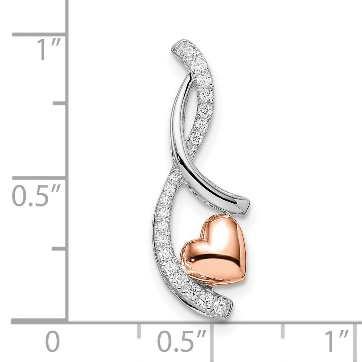 14k Two-Tone Gold Heart Pendant with Diamond Accents and Rose Gold Infinity Symbol