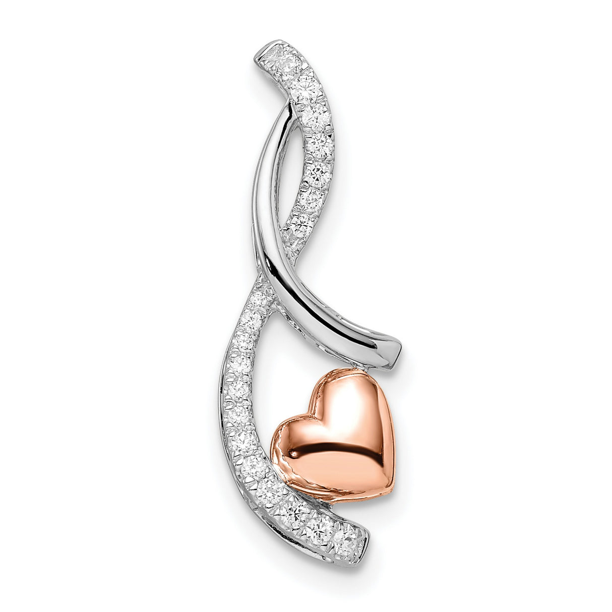 14k Two-Tone Gold Heart Pendant with Diamond Accents and Rose Gold Infinity Symbol
