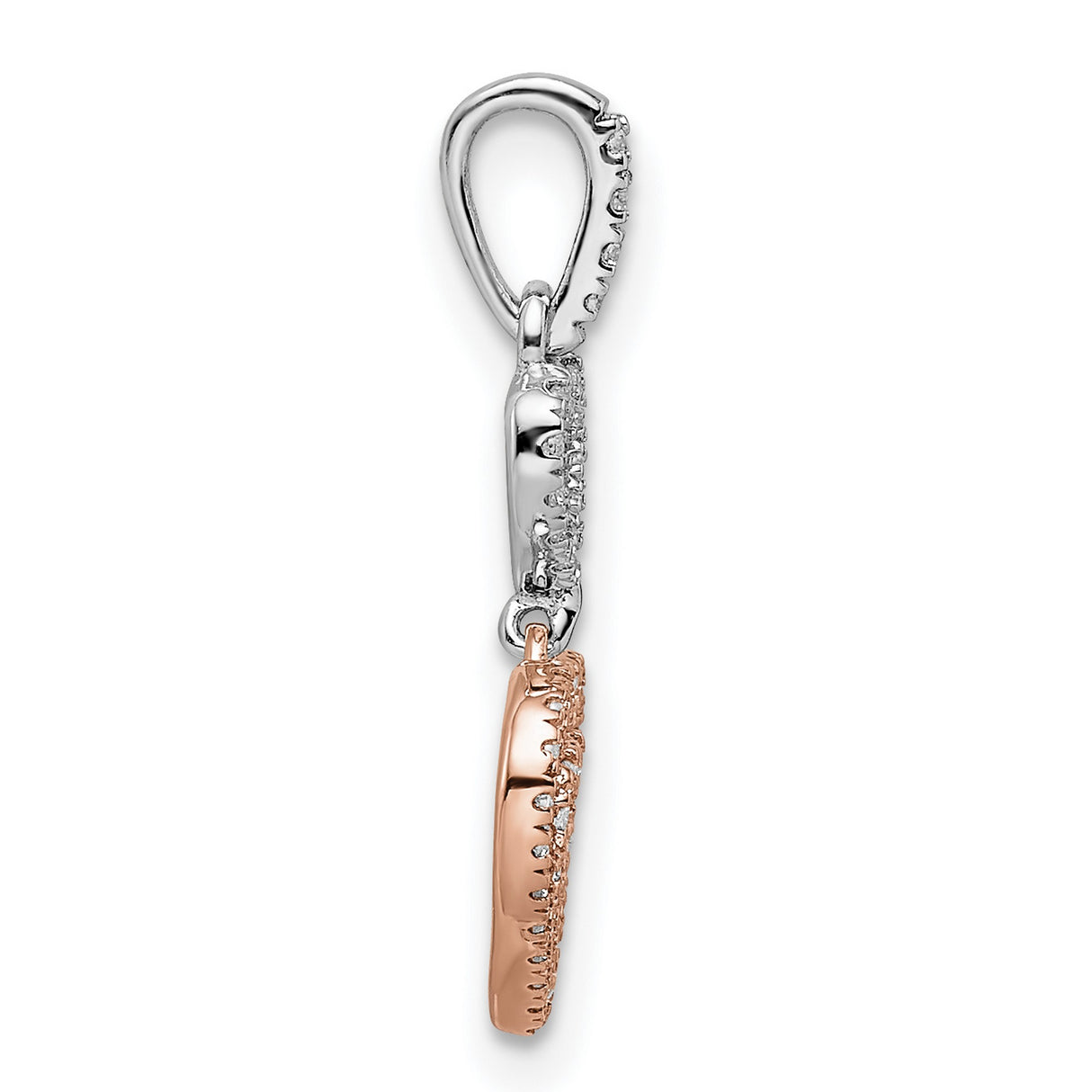 14k Two-Tone Gold Heart Pendant with Diamond Accents, Triple Interlocking Hearts Design