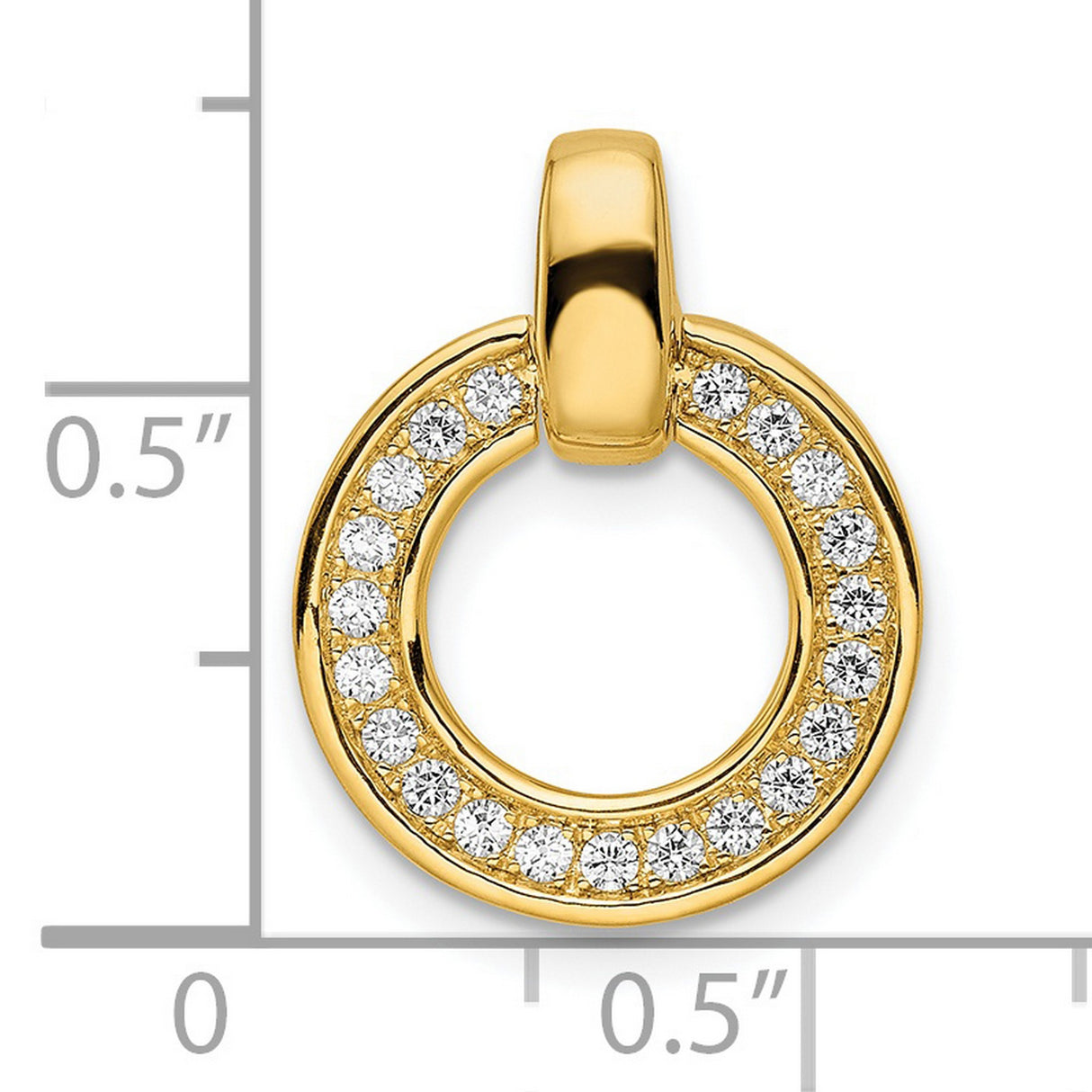 14k Yellow Gold Open Circle Pendant with Diamond Accents, Minimalist Modern Style for Women