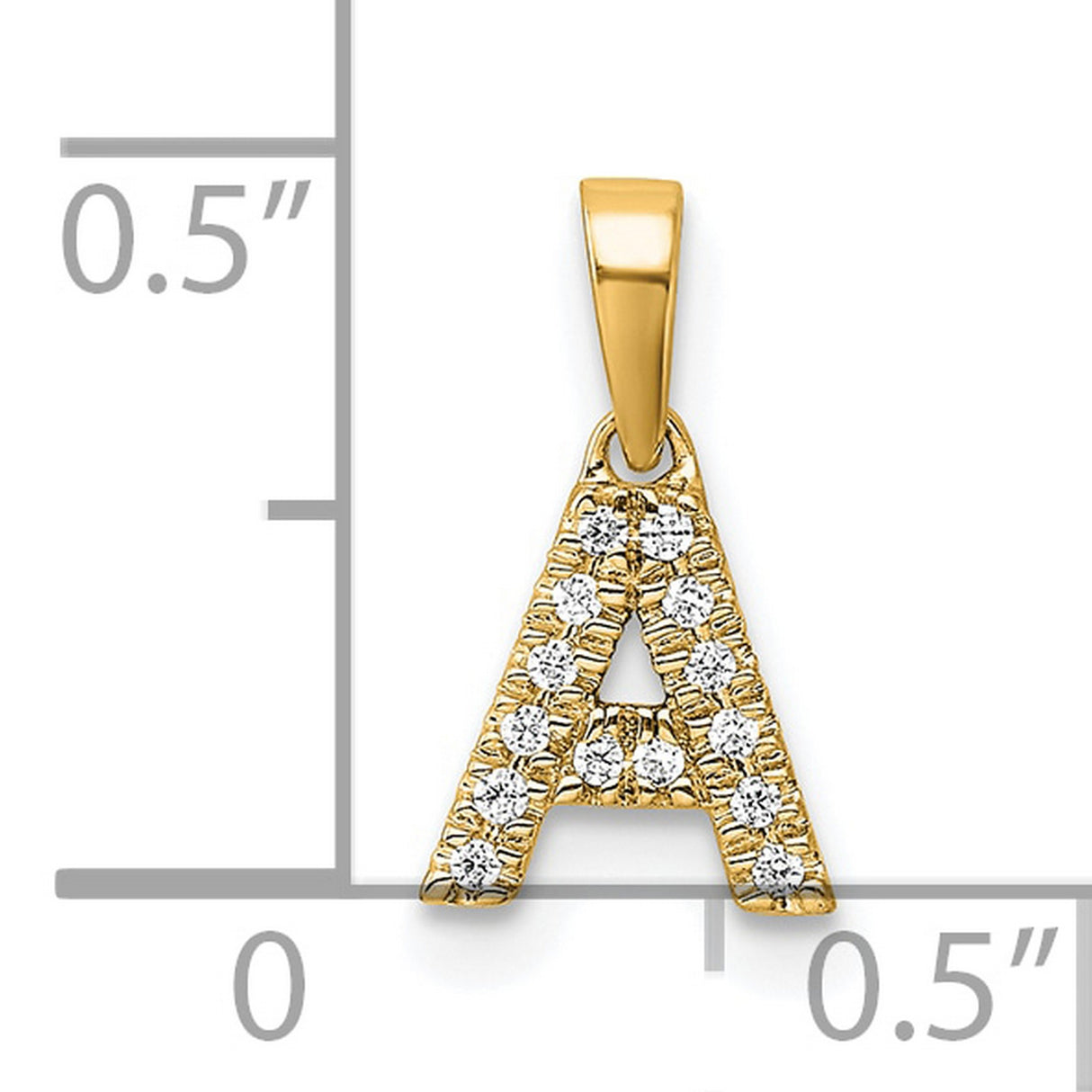 Diamond Letter A Initial with Bail Charm Pendant in Real 10k Yellow Gold