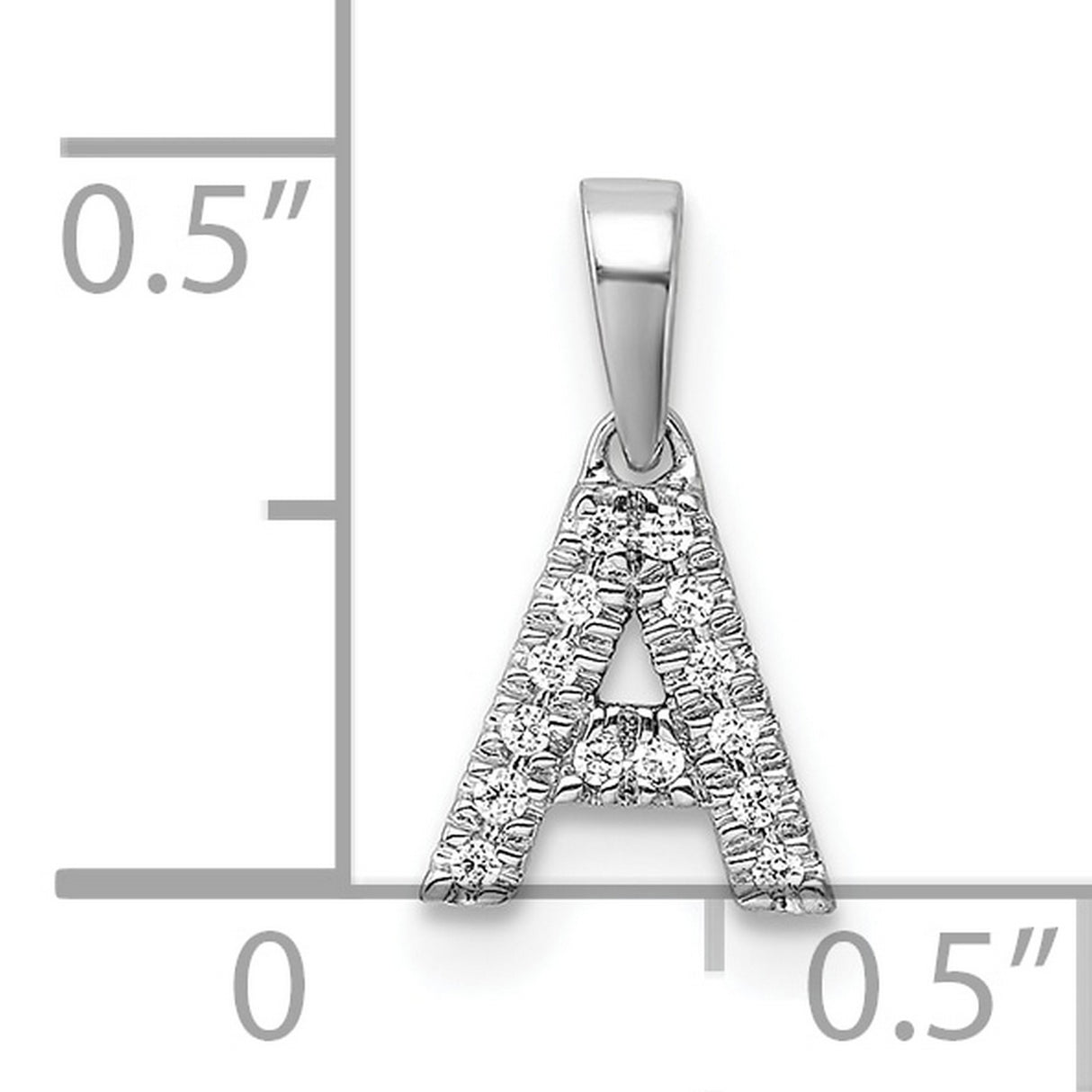 14k White Gold Diamond Initial A Pendant, Pavé Letter Charm Monogram Jewelry for Women