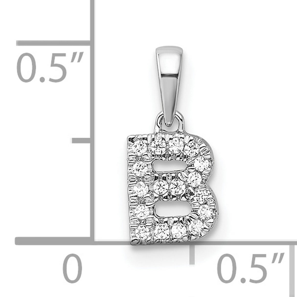 14k White Gold Letter B Pendant with Diamond Accents, Initial Charm for Women