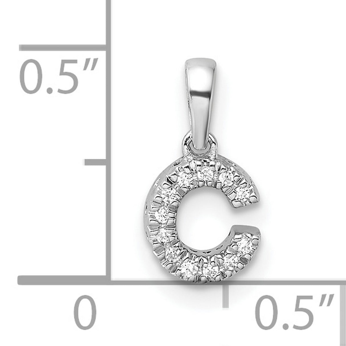 14k White Gold C Initial Pendant with Diamond Accent, Dainty Monogram Charm for Women