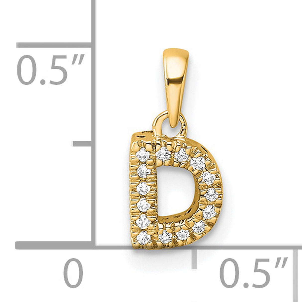 Diamond Letter D Initial with Bail Charm Pendant in Real 10k Yellow Gold