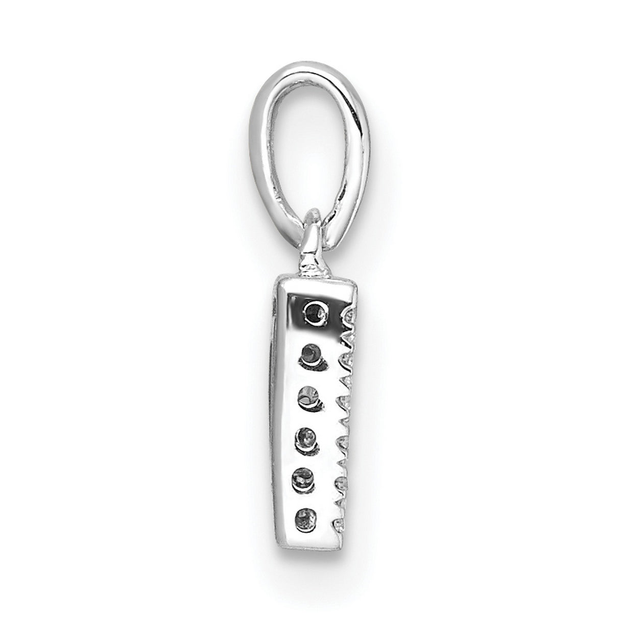 14k White Gold Letter D Pendant with Pavé Diamond Setting, Personalized Initial Charm