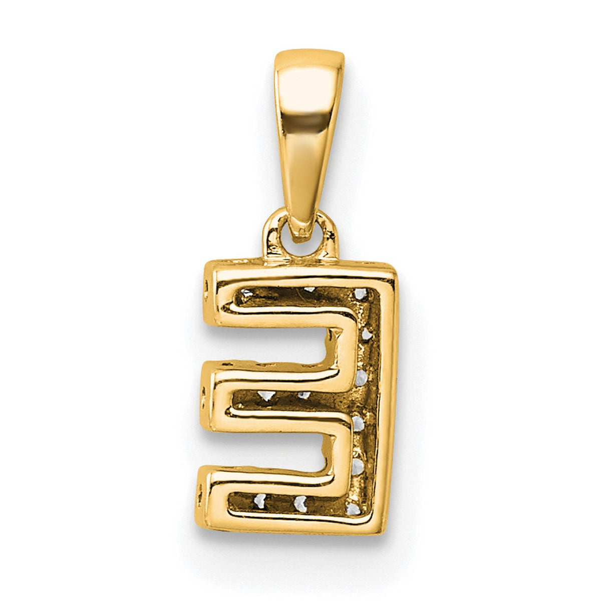 Diamond Letter E Initial with Bail Charm Pendant in Real 10k Yellow Gold