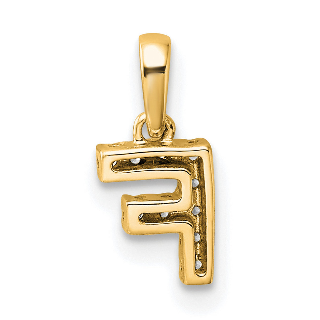 Diamond Letter F Initial with Bail Charm Pendant in Real 10k Yellow Gold
