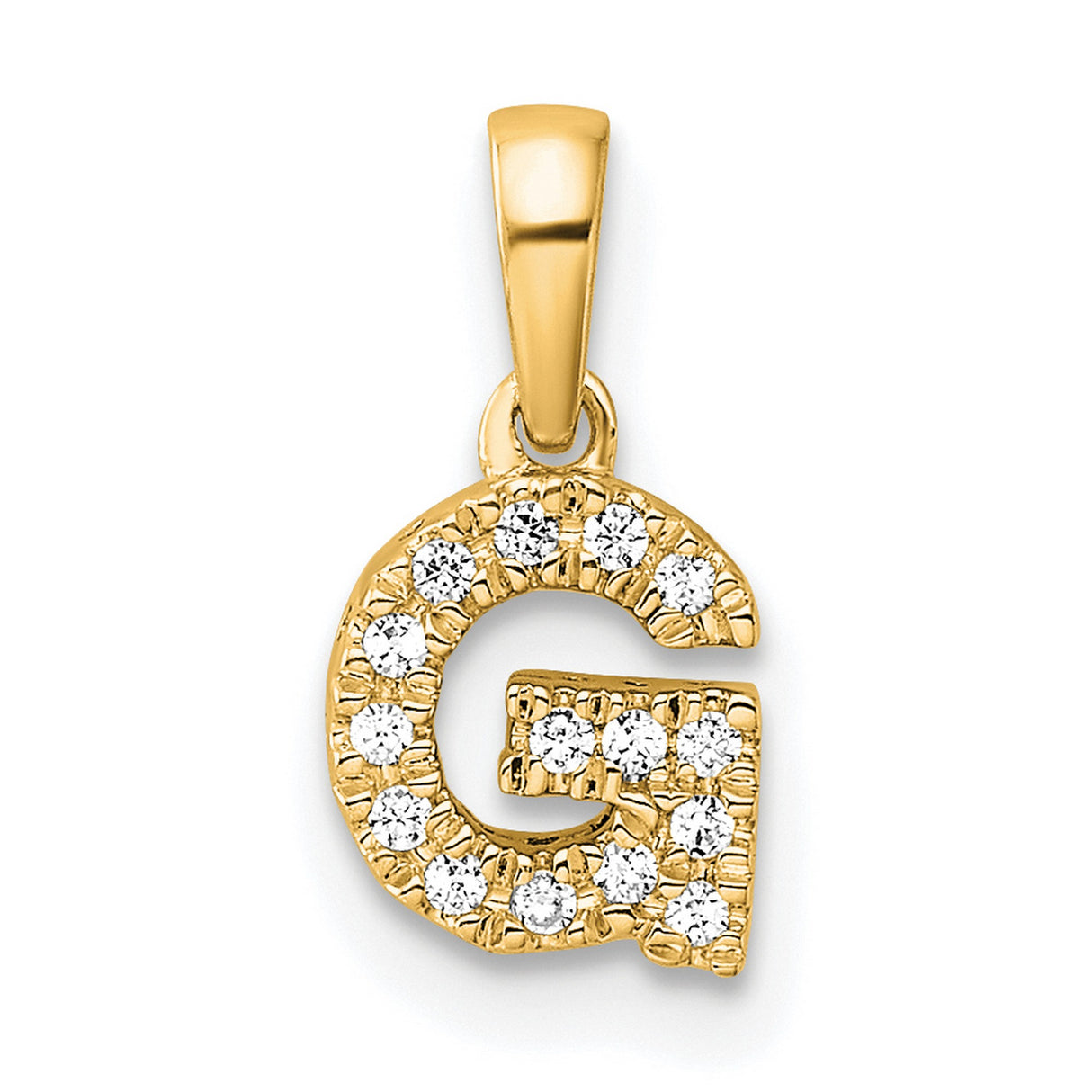 Diamond Letter G Initial with Bail Charm Pendant in Real 10k Yellow Gold