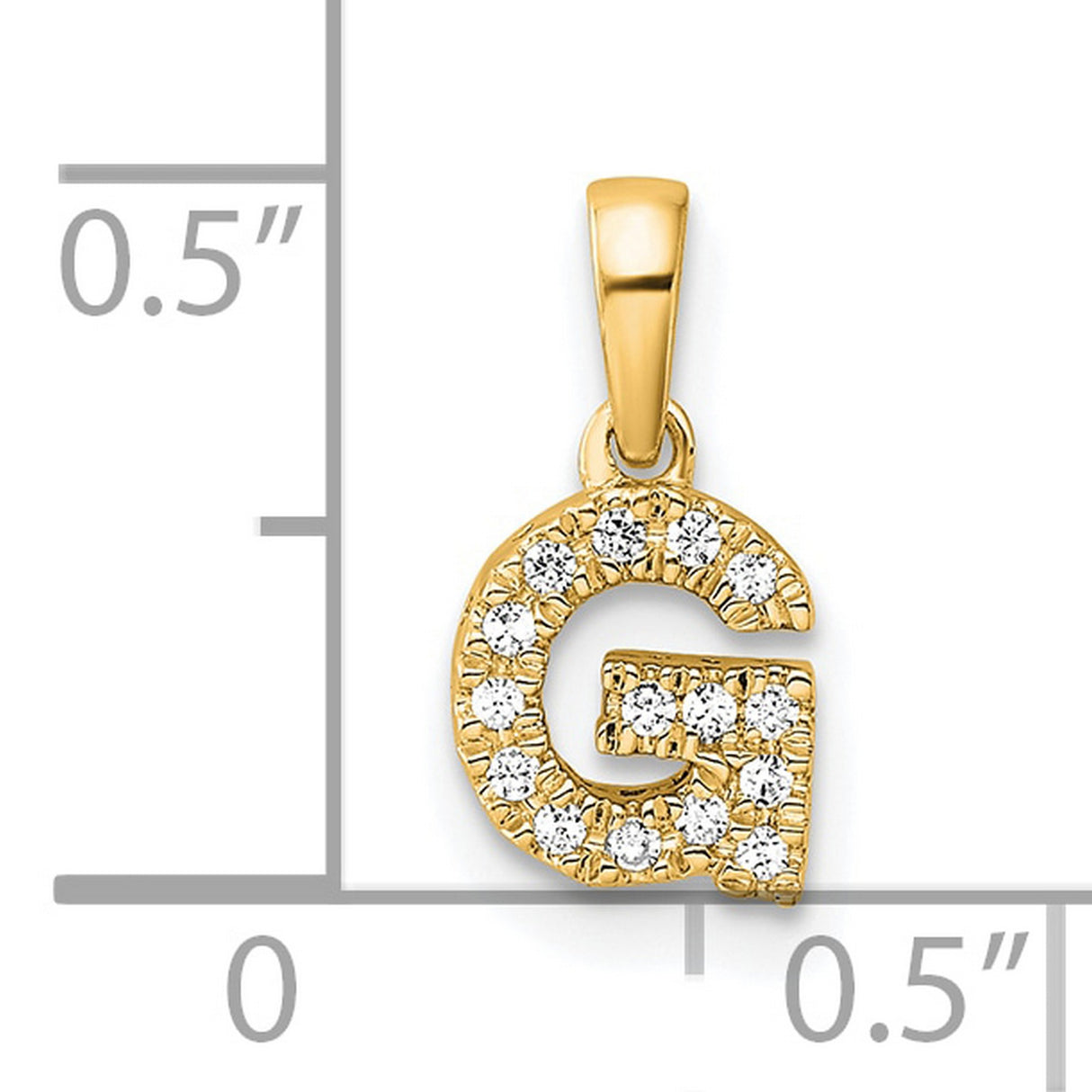 14k Yellow Gold Letter G Pendant with Pavé Diamond Accents, Initial Charm for Women