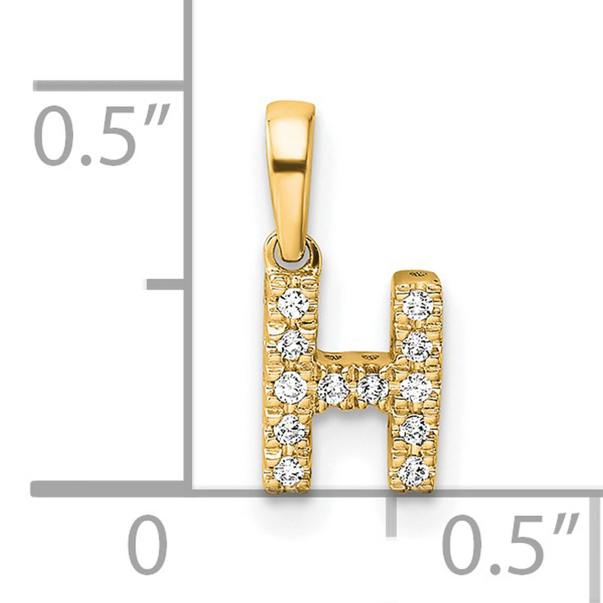 Diamond Letter H Initial with Bail Charm Pendant in Real 10k Yellow Gold