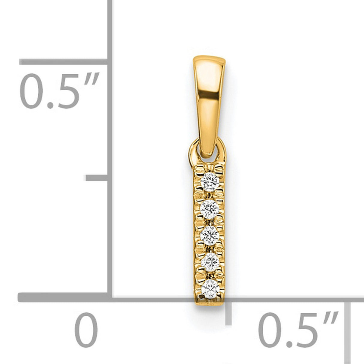 Diamond Letter I Initial with Bail Charm Pendant in Real 10k Yellow Gold