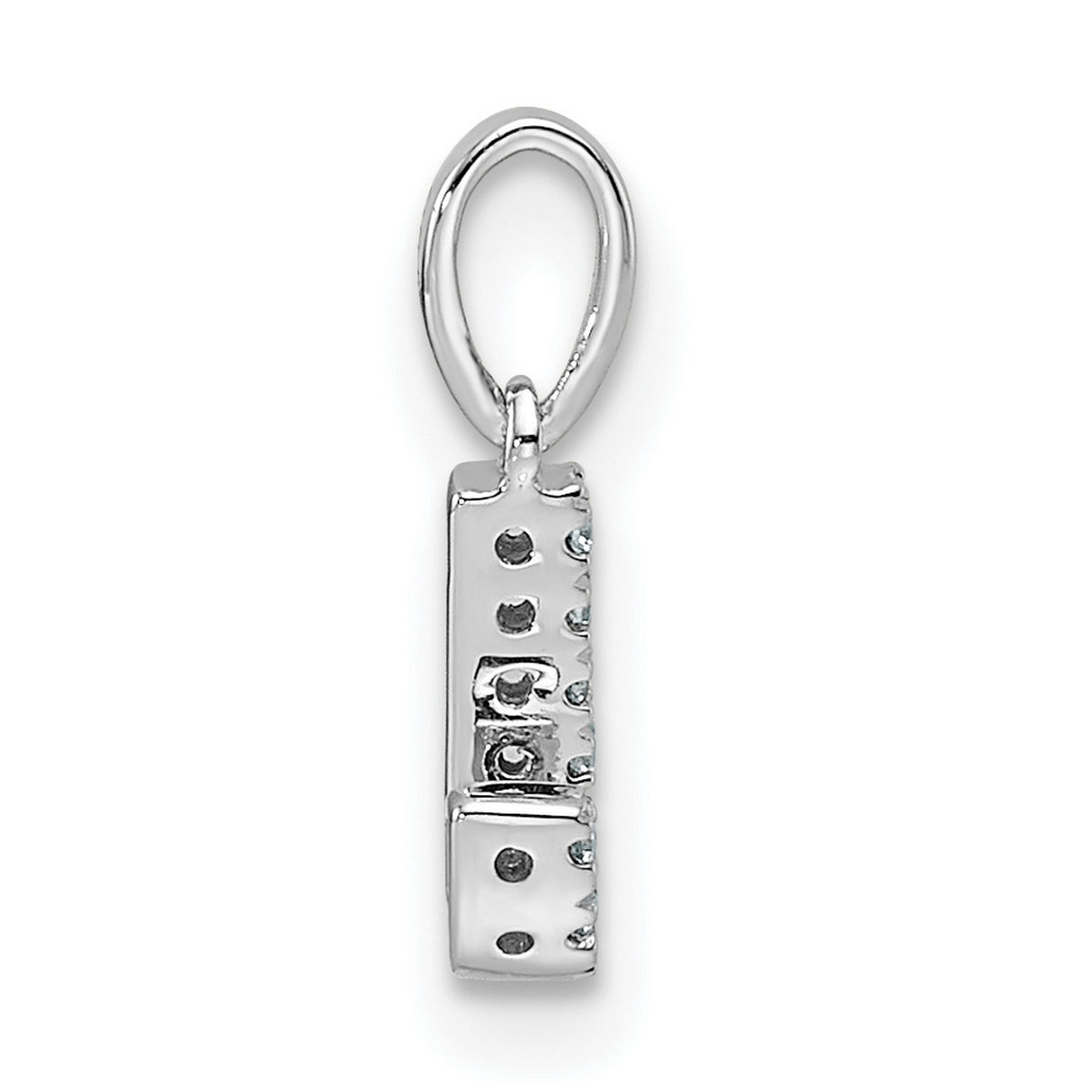 14k White Gold Diamond Letter J Pendant, Pavé Set Initial Charm for Women