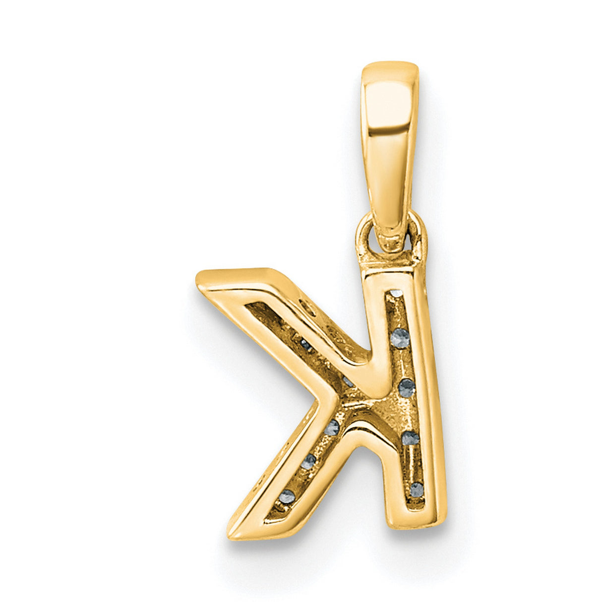 Diamond Letter K Initial with Bail Charm Pendant in Real 10k Yellow Gold