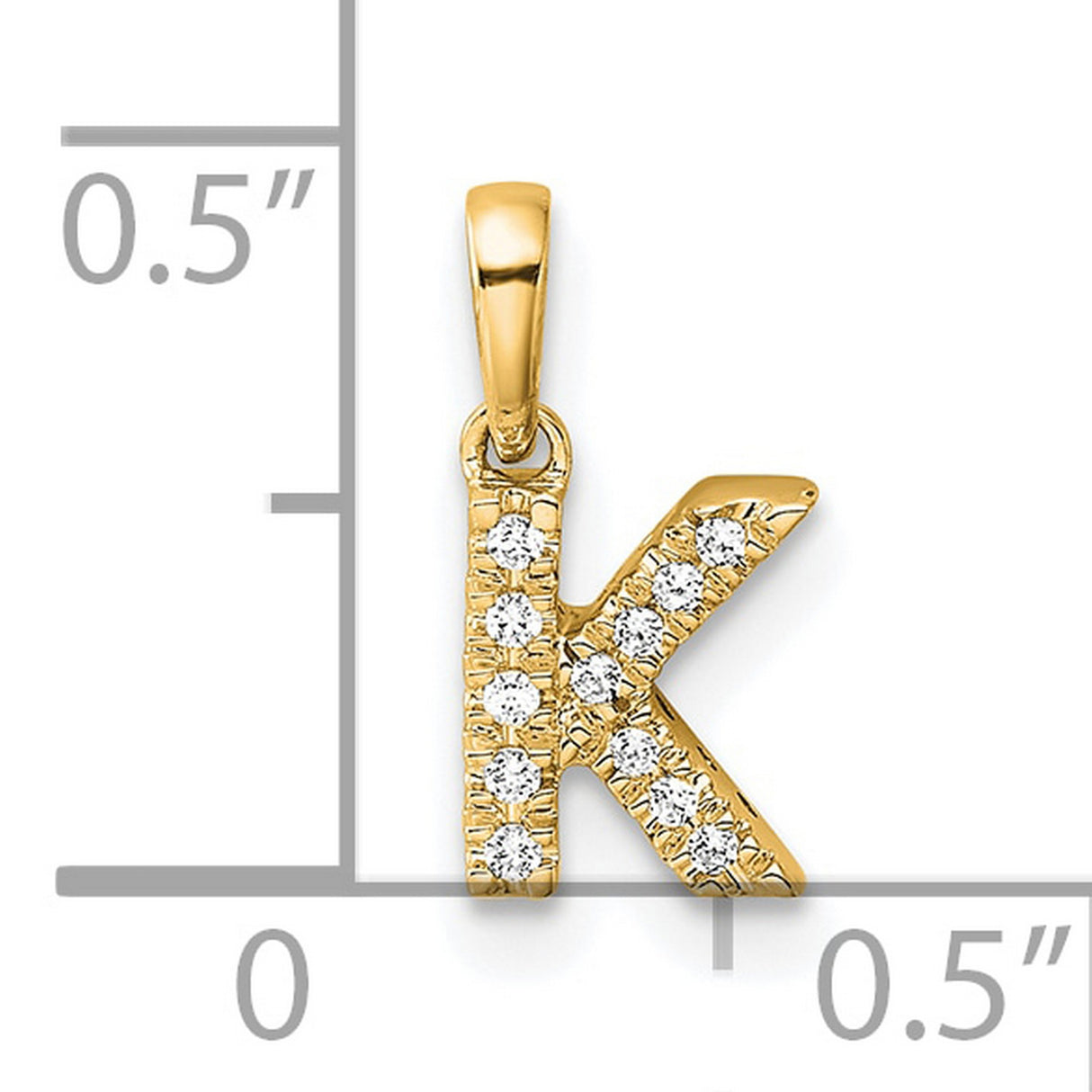 Diamond Letter K Initial with Bail Charm Pendant in Real 10k Yellow Gold