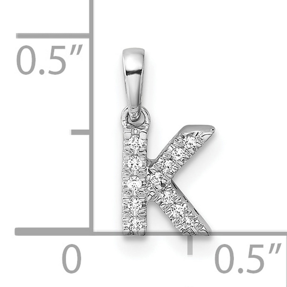 14k White Gold Initial Pendant with Diamond Accents, Script Letter K Charm for Women