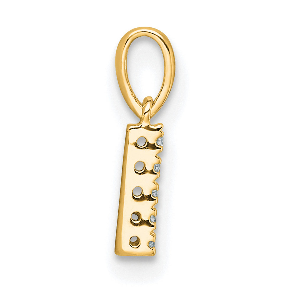 Diamond Letter L Initial with Bail Charm Pendant in Real 10k Yellow Gold