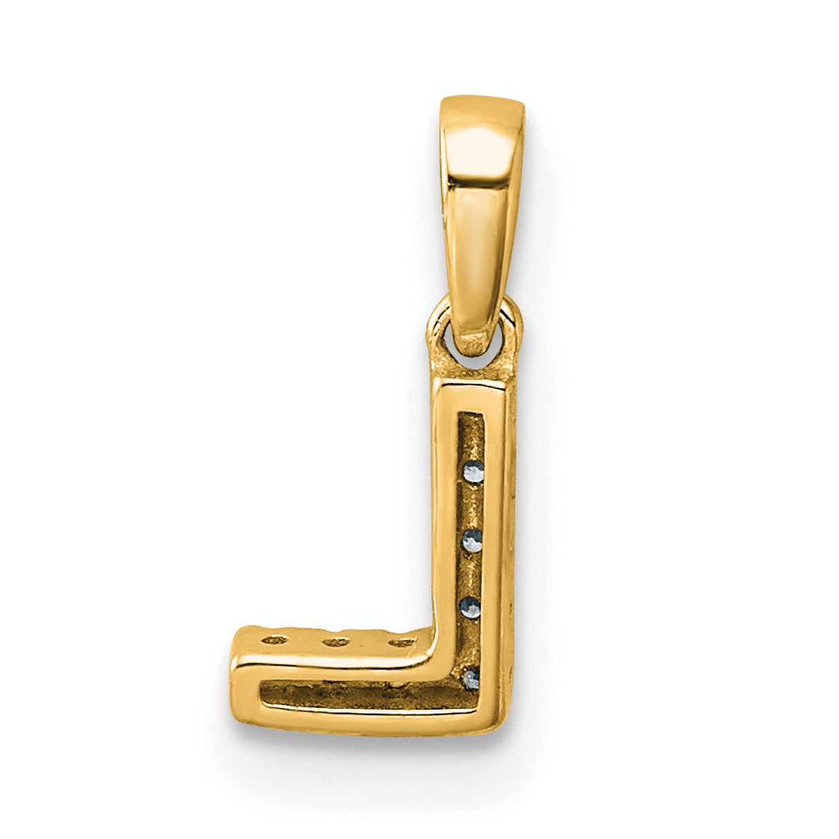 14k Yellow Gold Initial Pendant with White Diamond Accents, Block Letter L Charm