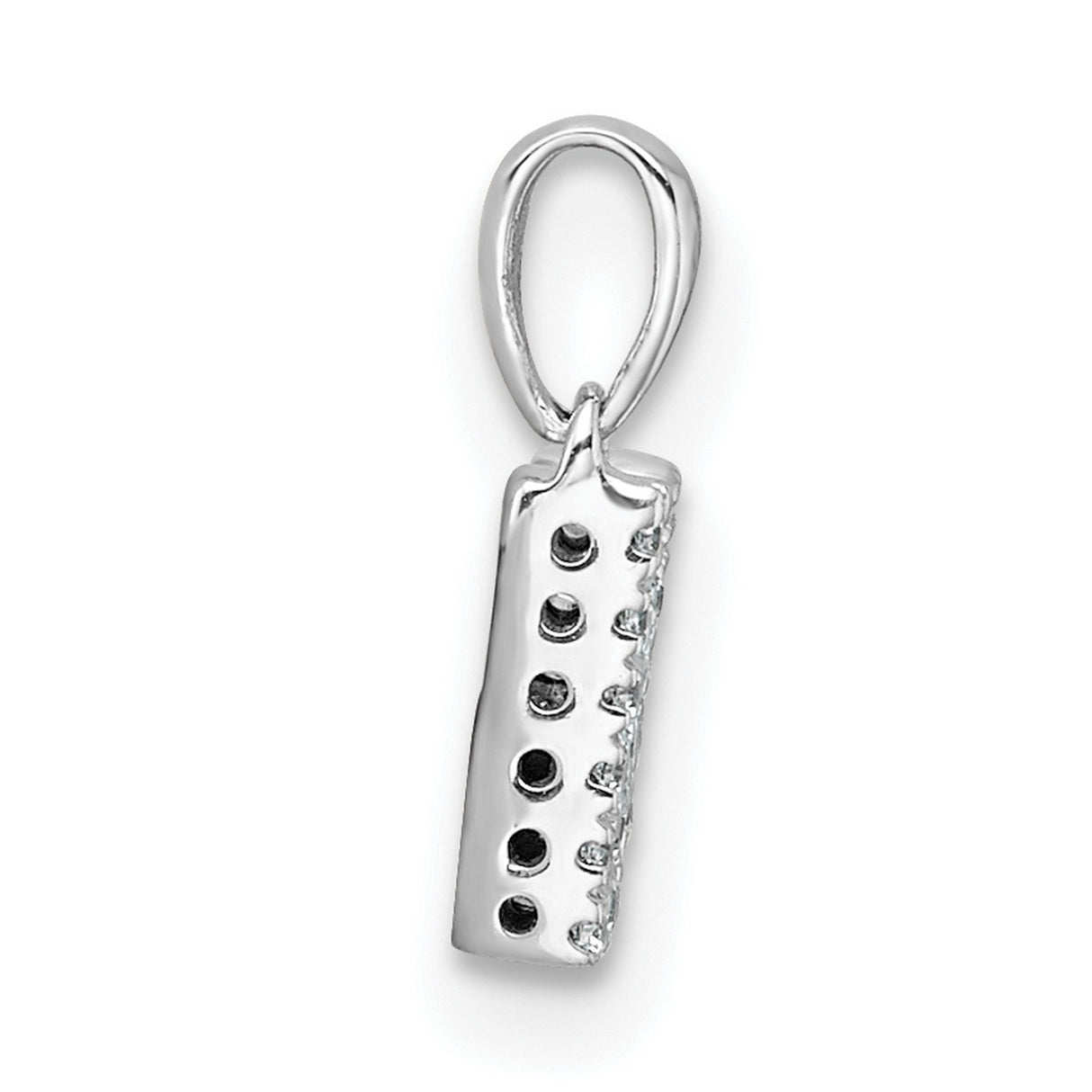 14k White Gold Diamond Initial M Pendant, Block Letter Monogram Charm for Women