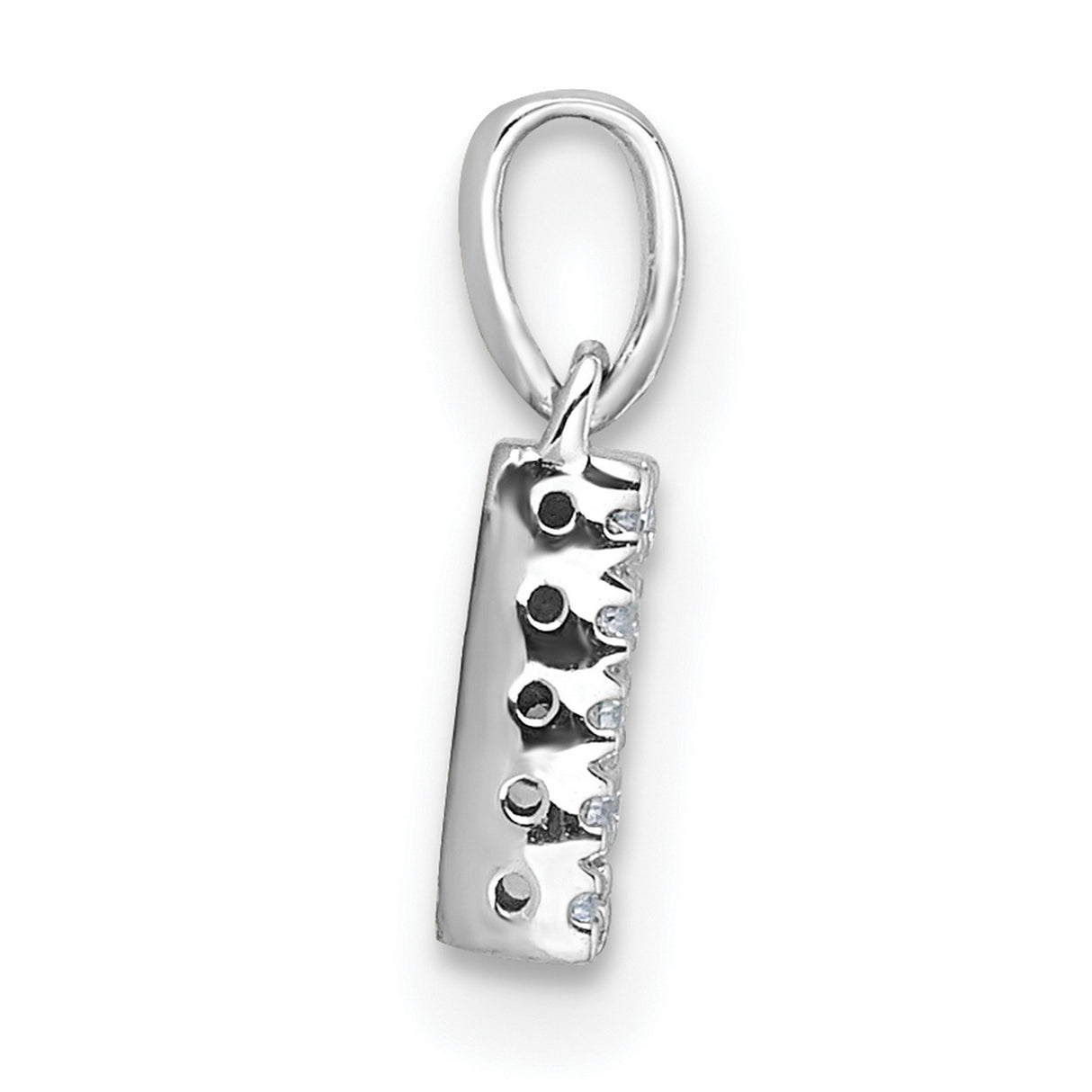 14k White Gold Letter N Pendant with Pave Diamonds, Block Initial Monogram Charm