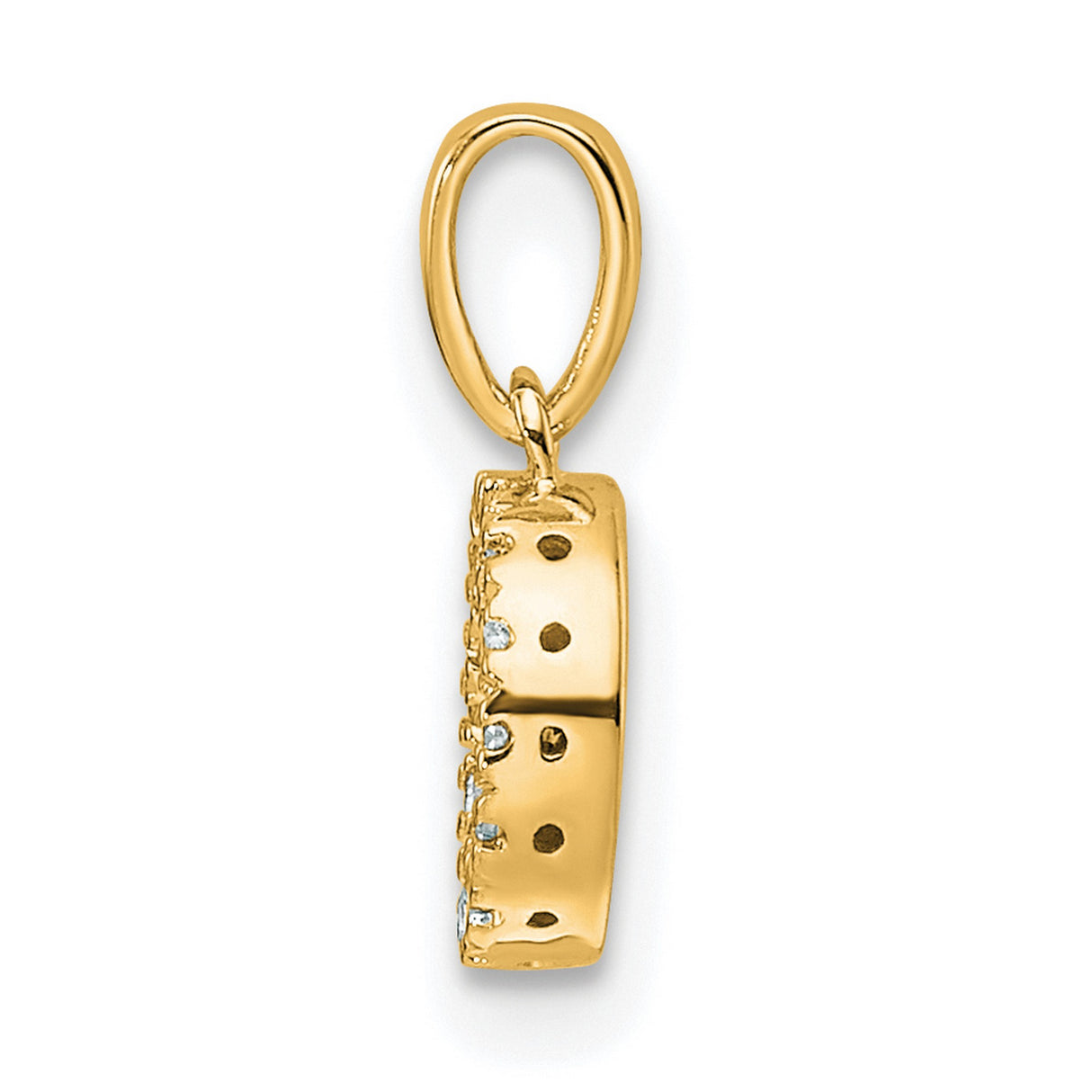 Diamond Letter O Initial with Bail Charm Pendant in Real 10k Yellow Gold