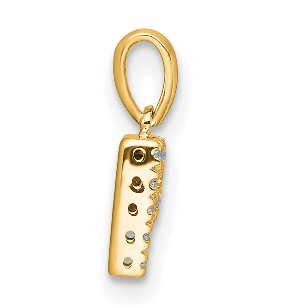 Diamond Letter P Initial with Bail Charm Pendant in Real 10k Yellow Gold