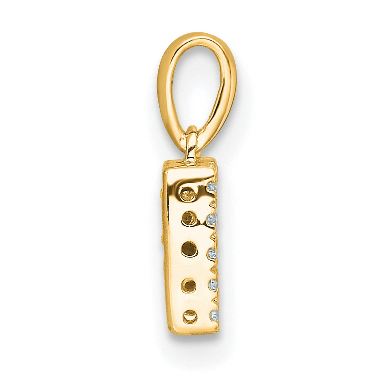 Diamond Letter R Initial with Bail Charm Pendant in Real 10k Yellow Gold