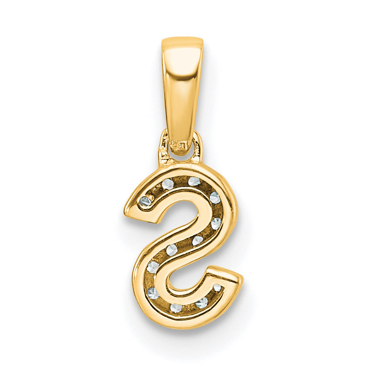 Diamond Letter S Initial with Bail Charm Pendant in Real 10k Yellow Gold