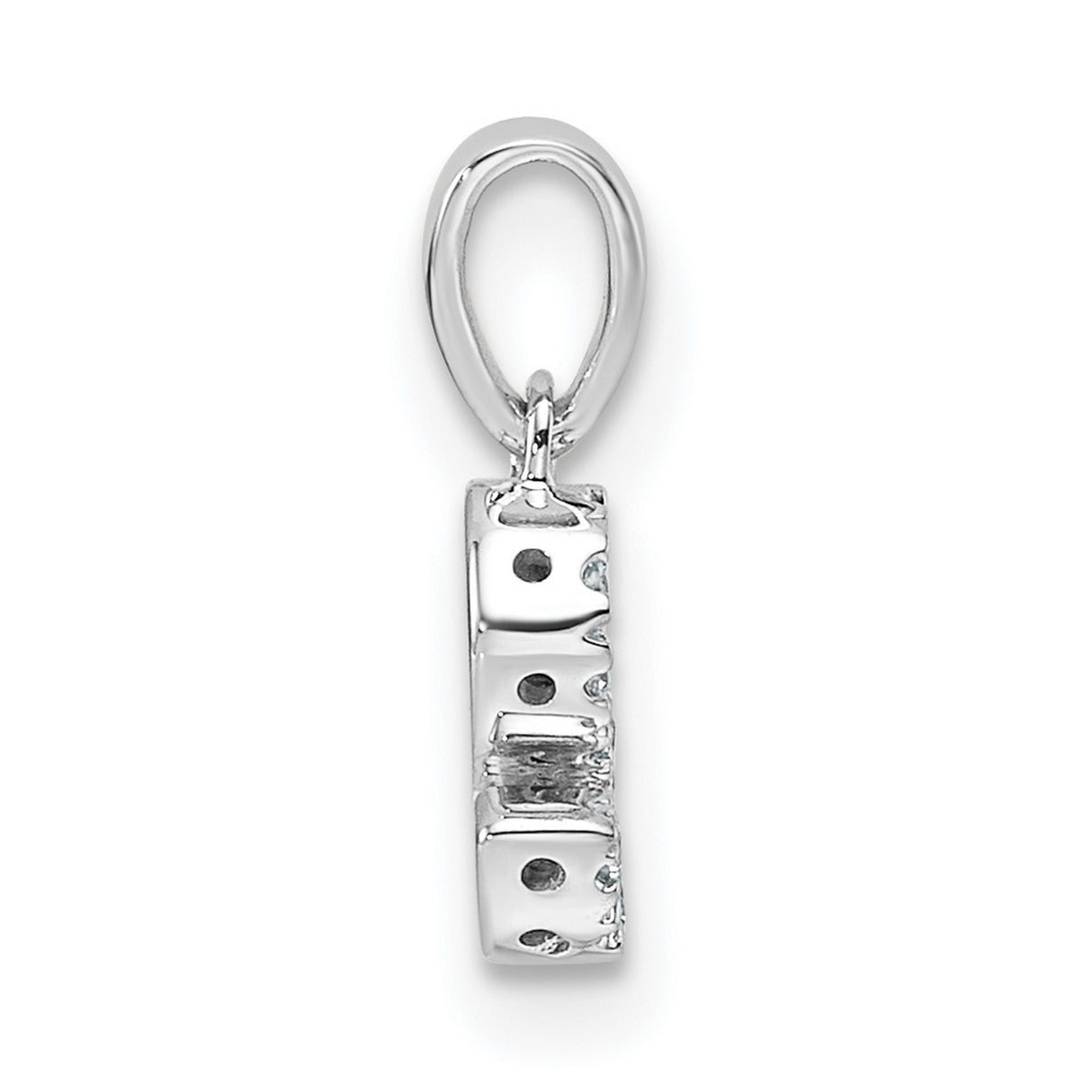 14k White Gold Letter S Pendant with Diamond Accents, Polished Initial Charm