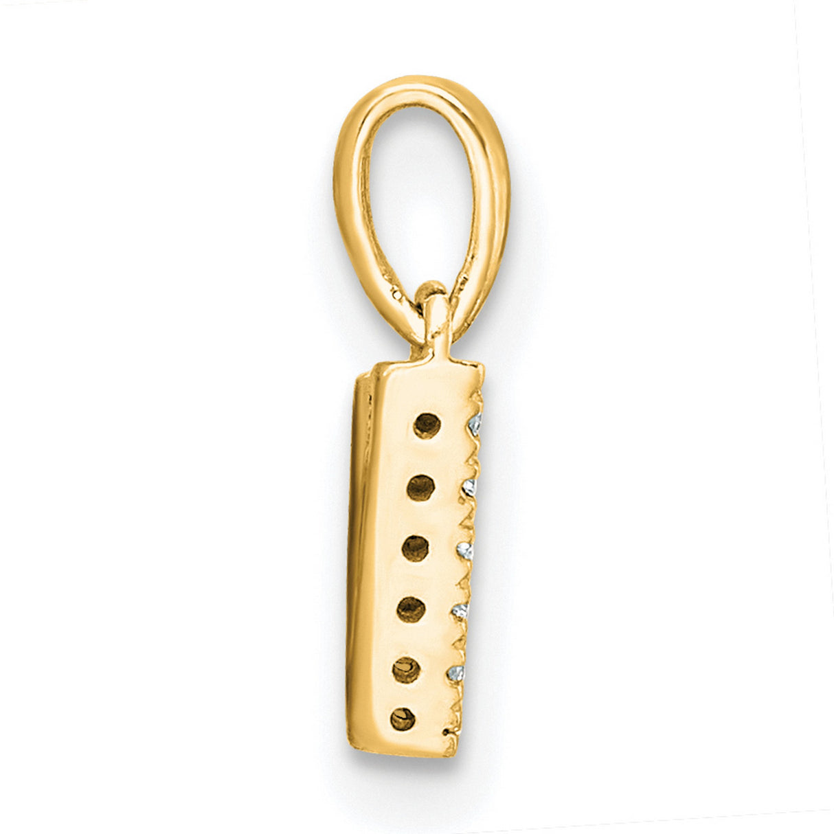 14k Yellow Gold Letter V Pendant with Round Cut Pavé Diamonds, Initial Monogram Charm